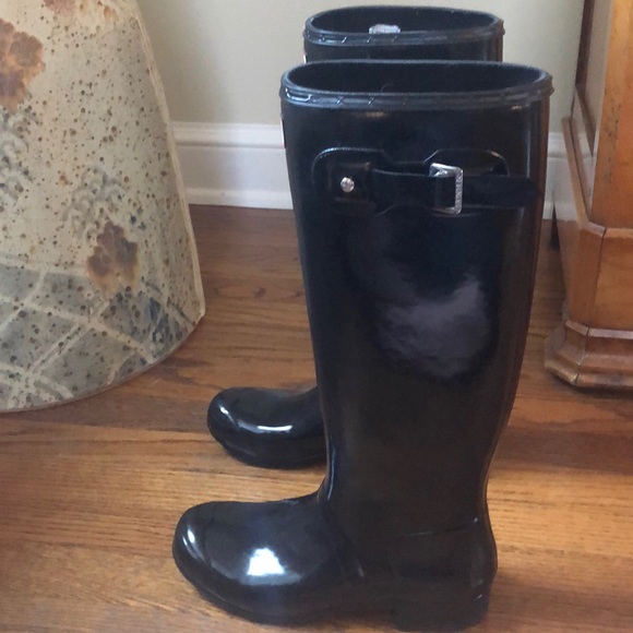 Hunter Glossy black tall boots 8 - Picture 7 of 8